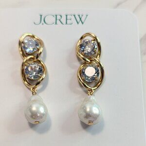J.Crew Sparkle Pearl Chainlink Earrings